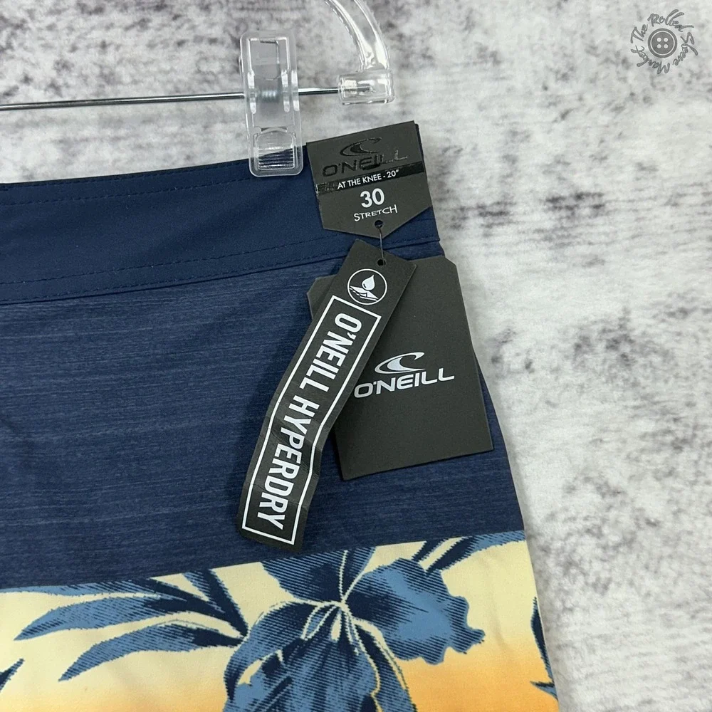 NWT O'Neill Hyperfreak Board Shorts‎ 30 Navy Orange Blue Knee Length 20